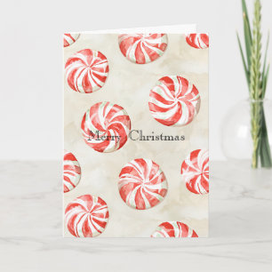 Rote Creme-Pfefferminzbonbon-Weihnachten Karte