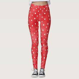 Rote Creme Punkte Leggings