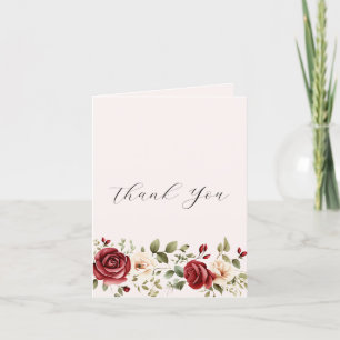 Rote Creme-Rosen erröten rosa Blumenhochzeit Dankeskarte
