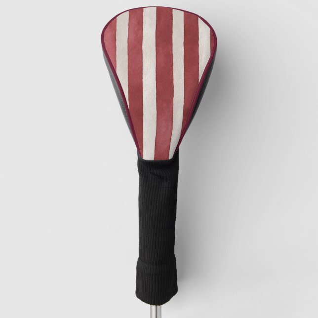 Rote Creme-Streifen Golf Headcover (Vorderseite)