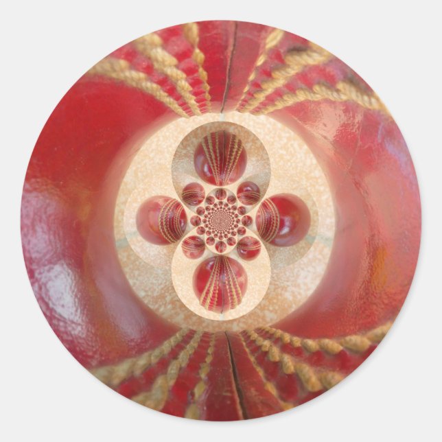 Rote Cricket Bälle Abstrakte Art Print Design Runder Aufkleber (Vorderseite)