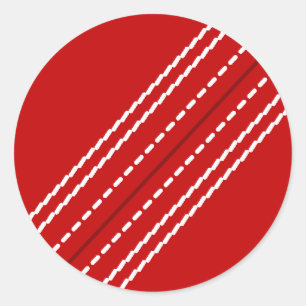 Rote Cricketballkleber   Mit Text anpassbar Runder Aufkleber