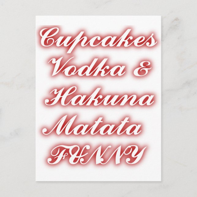 Rote Cupcakes Vodka Hakuna Matata FUNNY. Postkarte (Vorderseite)