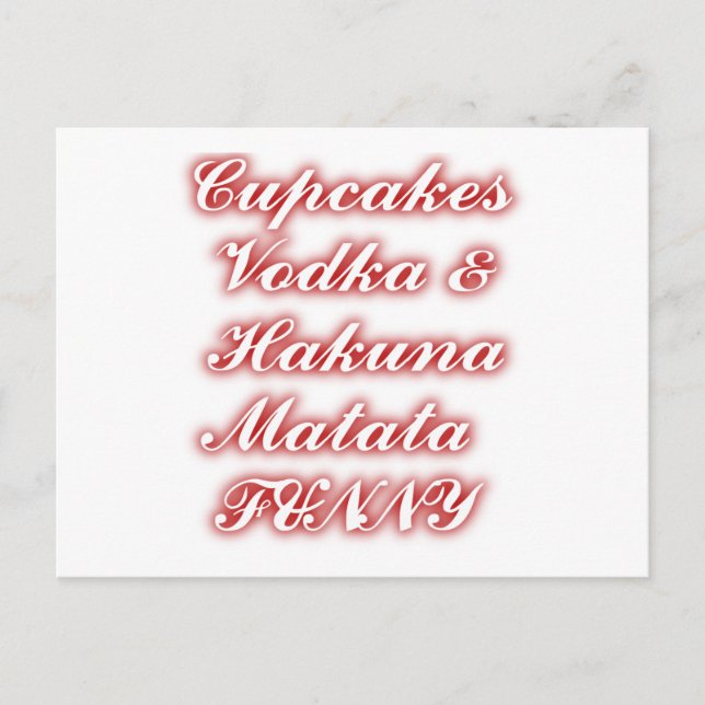 Rote Cupcakes Vodka Hakuna Matata FUNNY. Postkarte (Vorderseite)