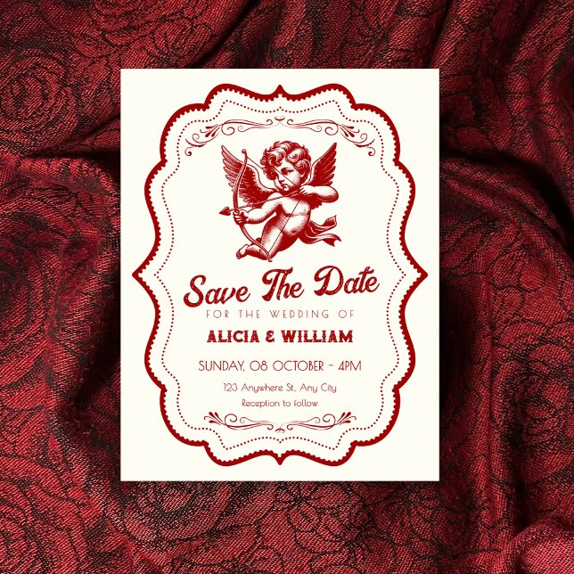 Rote Cupid-Engel-Hochzeit  Save The Date (Von Creator hochgeladen)