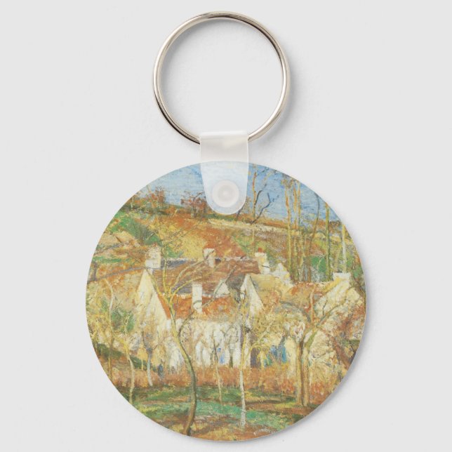 Rote Dächer, Dorfecke, Winter durch Pissarro Schlüsselanhänger (Vorderseite)