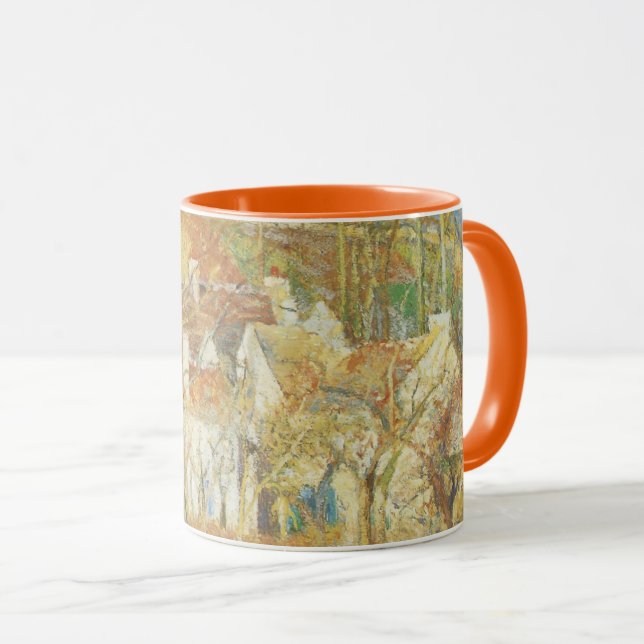 Rote Dächer, Dorfecke, Winter durch Pissarro Tasse (VorderseiteRechts)