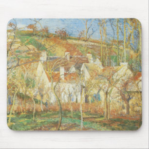 Rote Dächer, Ecke eines Dorfes, Winter von Pissarr Mousepad