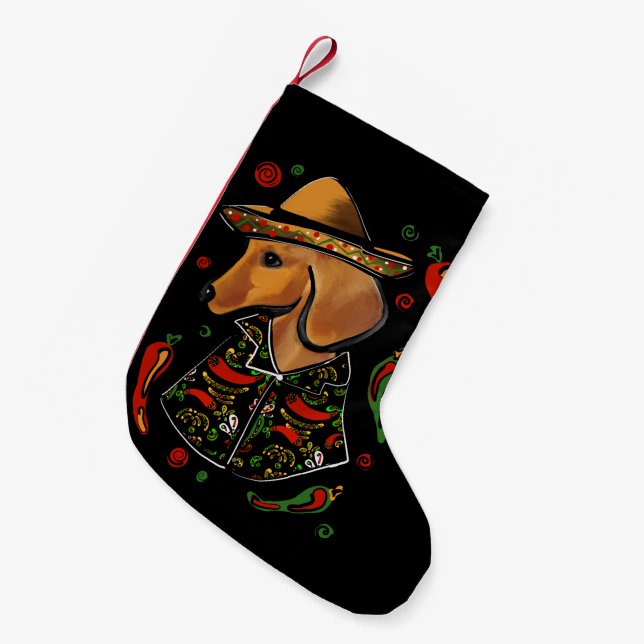 Rote Dackel Kleiner Weihnachtsstrumpf (Vorderansicht (hängend))