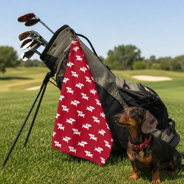 Rote Dackel Mama Golfer-Geschenk Golfhandtuch (Red Dachshund Golf Towel Golfing Gift)