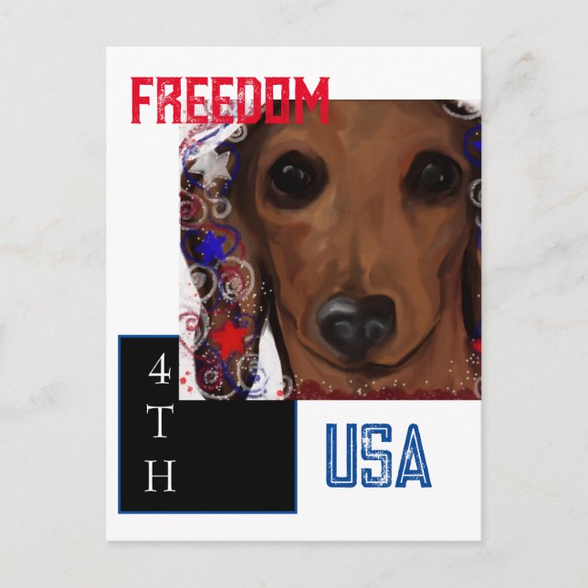 Rote Dackel Postkarte (Vorderseite)