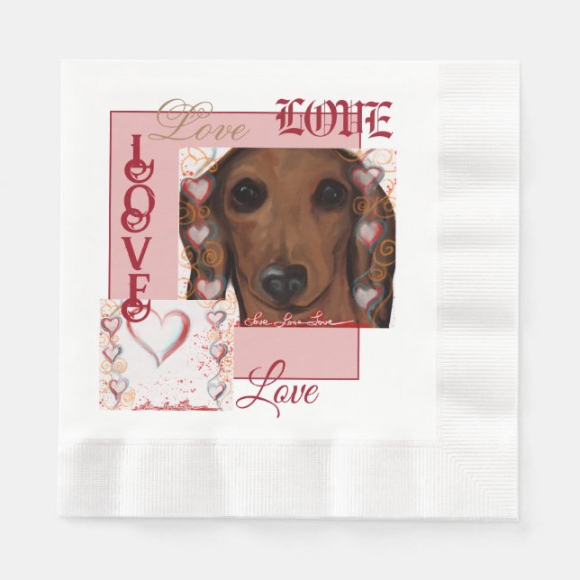 Rote Dackel Serviette (Vorderseite)