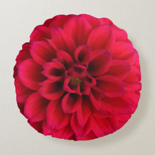 Rote Dahlie-rundes Wurfs-Kissen Rundes Kissen