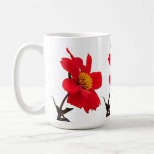 Rote Dahlien-Blumen-Tasse Kaffeetasse