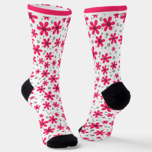 Rote Daisy-Blume im Retro-Hintergrund Sommer Socken
