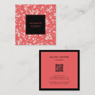 Rote Daisy Moderne Trendige Blume Florist Quadratische Visitenkarte