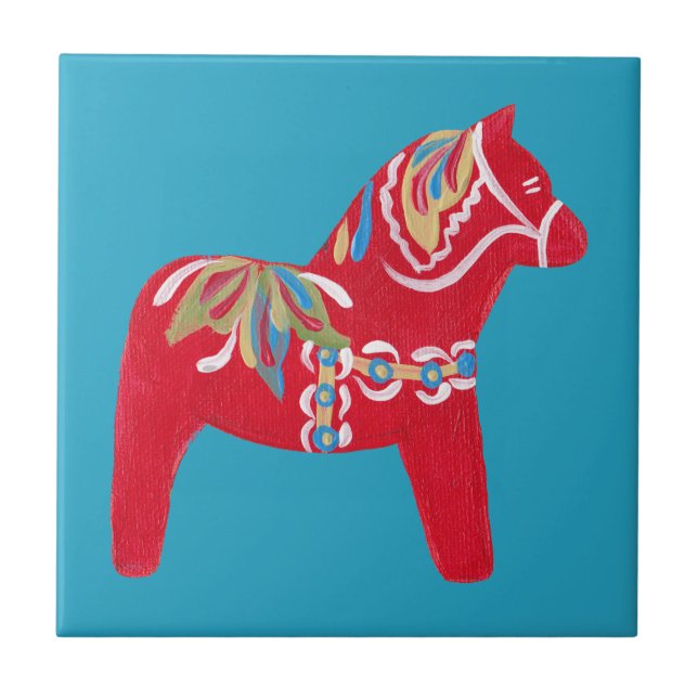 Rote Dala-Pferd-Fliese Fliese (Vorderseite)