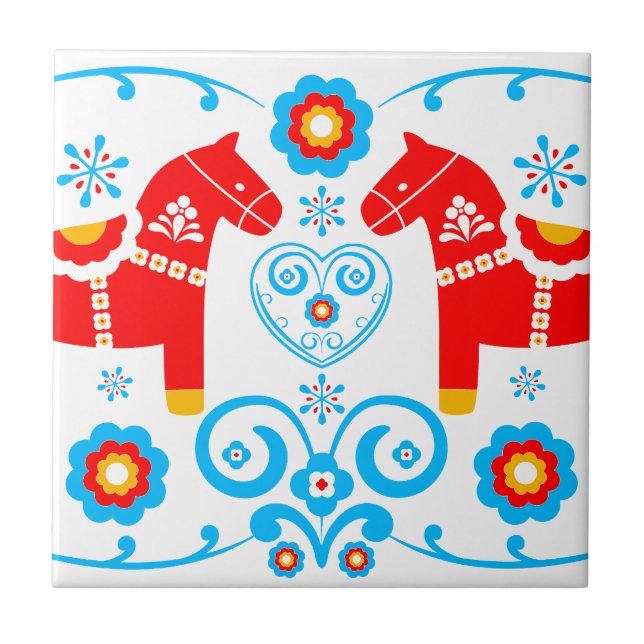 Rote Dala Pferde Fliese (Vorderseite)