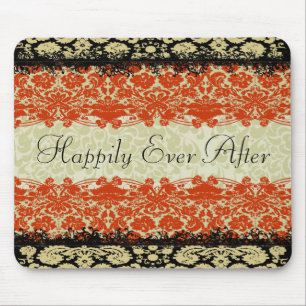 Rote Damast-Hochzeit Mousepad
