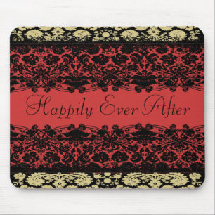 Rote Damast-Hochzeit Mousepad