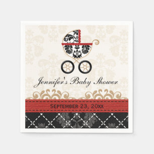 Rote Damast-Wagen-Babyparty Serviette
