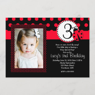 Rote Dame Bug Party Birthday Invitation Einladung