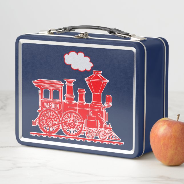 Rote Dampf-Lok Kinder Name Lunchbox (Beispiel)