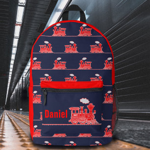 Rote Dampflok Kinder namens Bedruckter Rucksack