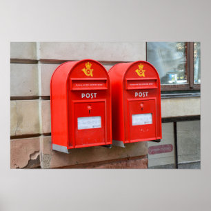 Rote Dänische Briefkästen Poster
