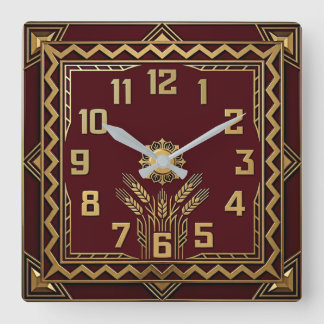 Rote Dekoration Quadratische Wanduhr