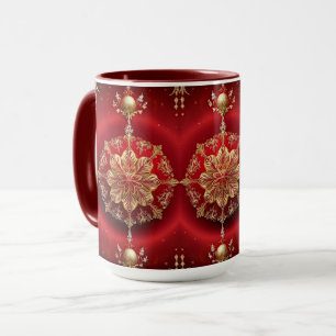 Rote Dekorationsornamente Feiertagsbecher Tasse
