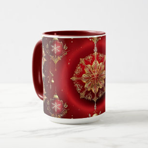 Rote Dekorationsornamente Feiertagsbecher Tasse