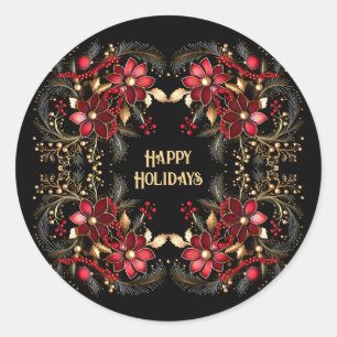 Rote dekorative Blume Ferienaufkleber Runder Aufkleber