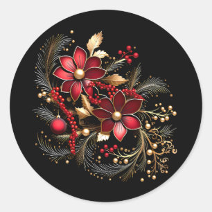 Rote dekorative Blume Ferienaufkleber Runder Aufkleber