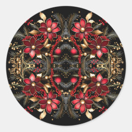 Rote dekorative Blume Ferienaufkleber Runder Aufkleber