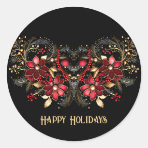 Rote dekorative Blume Ferienaufkleber Runder Aufkleber