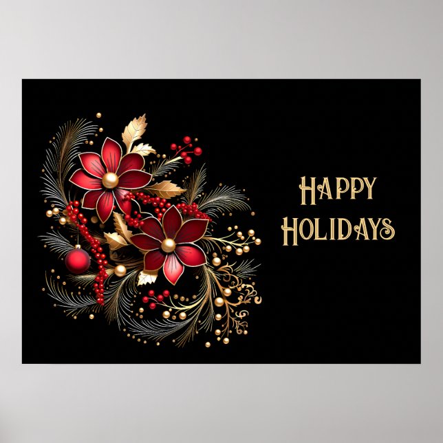 Rote dekorative Blume Holiday Poster (Vorne)