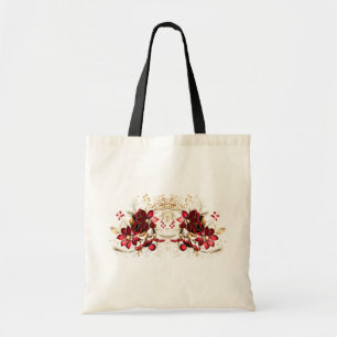Rote dekorative Blume Holiday Tote Bag Tragetasche