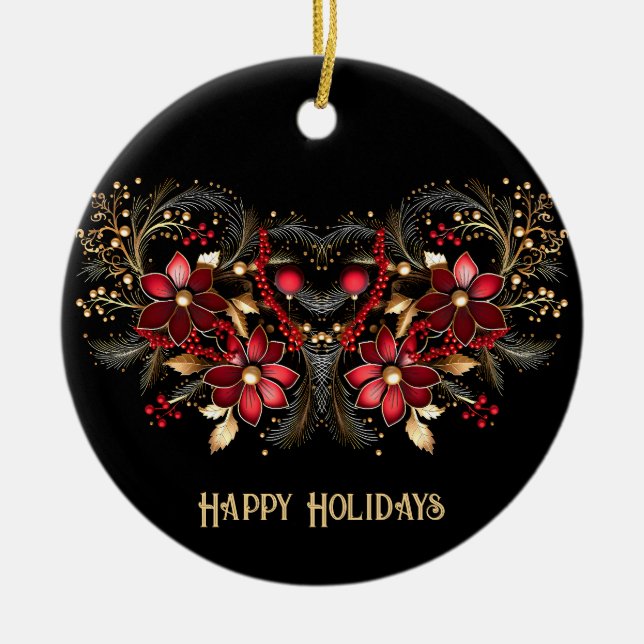 Rote dekorative Blume Keramik Ornament (Vorne)