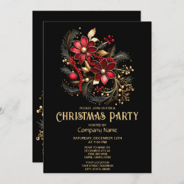 Rote dekorative Blume Weihnachten Party Einladung