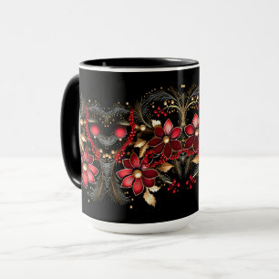 Rote Dekorative Blumen Feiertags-Tasse Tasse