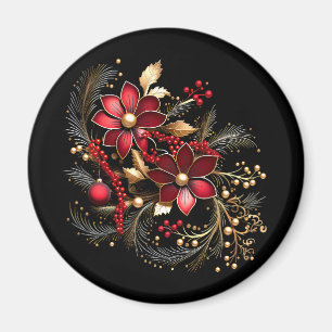 Rote Dekorative Blumen Feiertagsmagnet Magnet