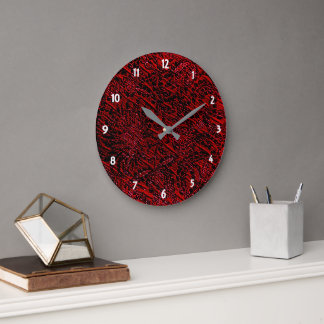 Rote dekorative Blumenstoff-Design-Wanduhr Große Wanduhr