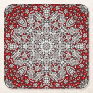 Rote Dekorative Feiertags-Papier-Unterlage Rechteckiger Pappuntersetzer