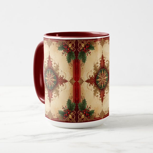 Rote Dekorative Feiertags-Tasse Tasse (Vorderseite Links)