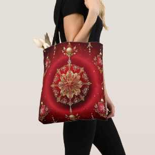 Rote Dekorative Ornamente Feiertags-Tragetasche