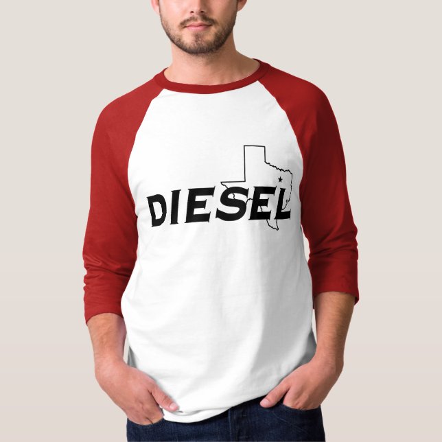 Rote/des Schwarz-3/4 Dieselhülse T-Shirt (Vorderseite)