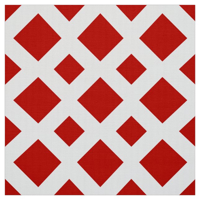 Rote Diamanten auf weißem geometrischem Gewebe Stoff (Muster)