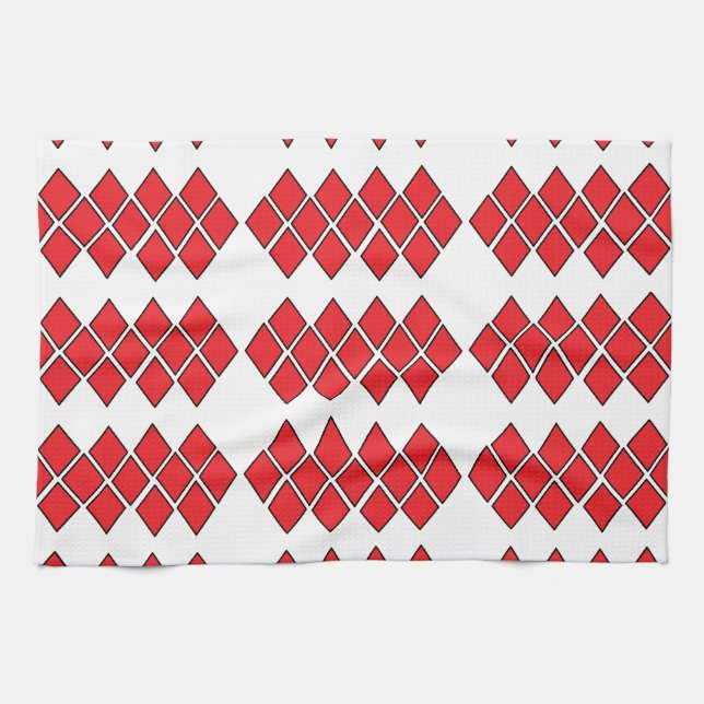 Rote Diamantformen Geschirrtuch (Horizontal)