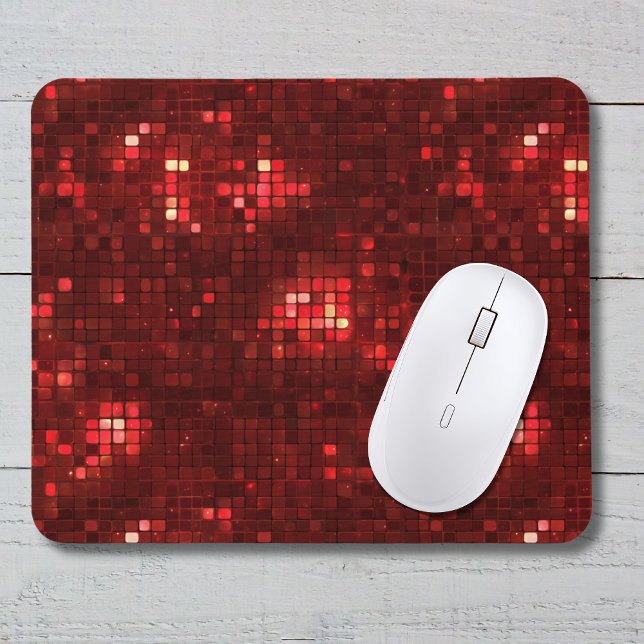 Rote Disco-Style-Quadrate Valentinsmuster Mousepad (Von Creator hochgeladen)